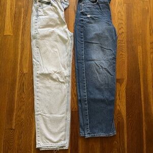 American Eagle Outfitters Light Gray and Dark Blue Straight Leg Jeans